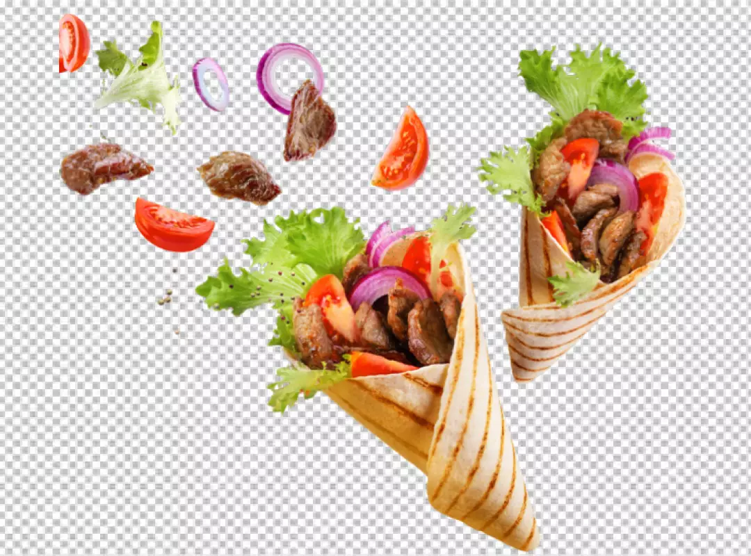 Free Premium PNG Shawarma Food Wrap Healthy Gyros Fast food wrap food