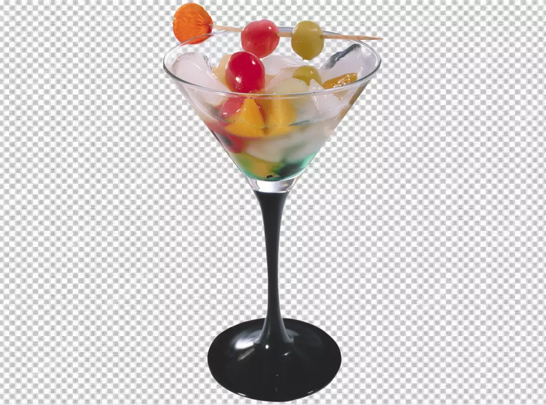 Free Premium PNG A glass of orange juice with cherries and mint  . PNG BG