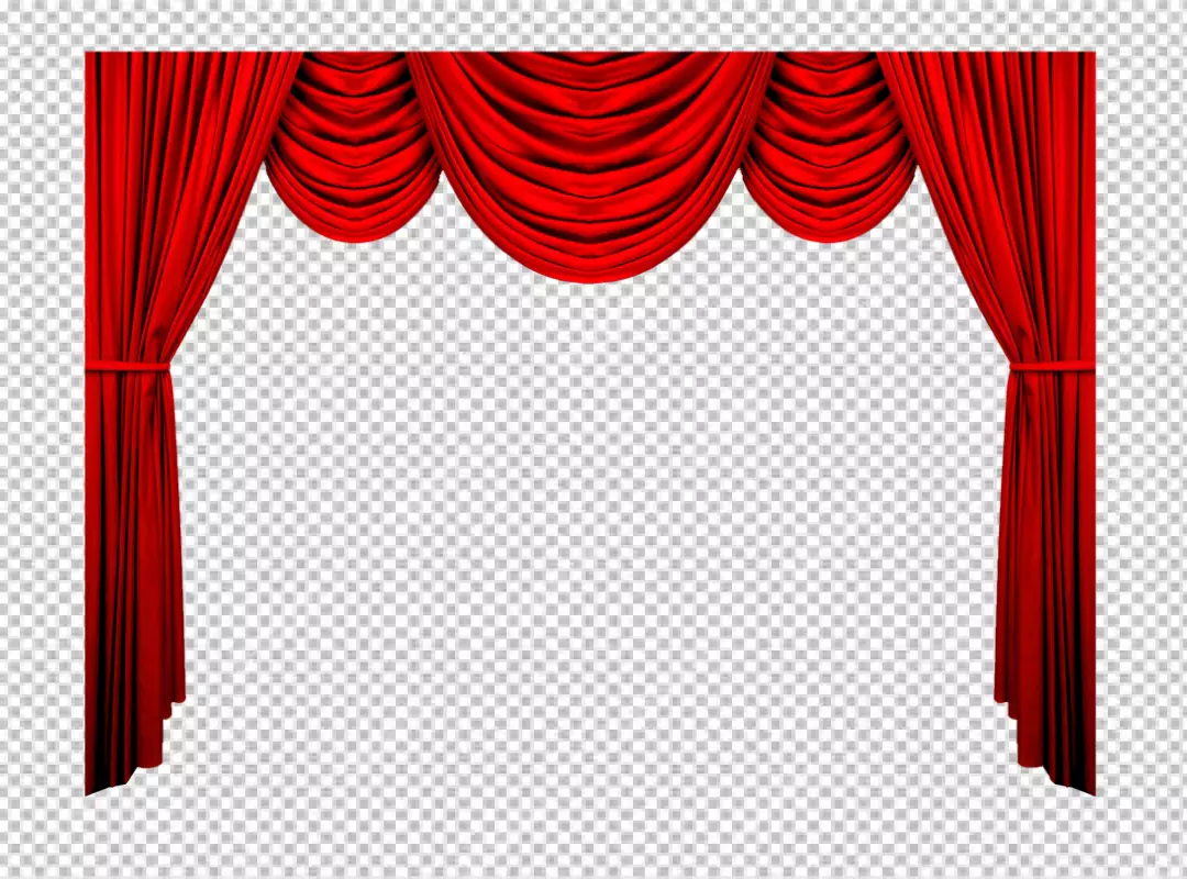 Free Premium PNG curtains in victorian style, with drapery, tied with golden cord PNG