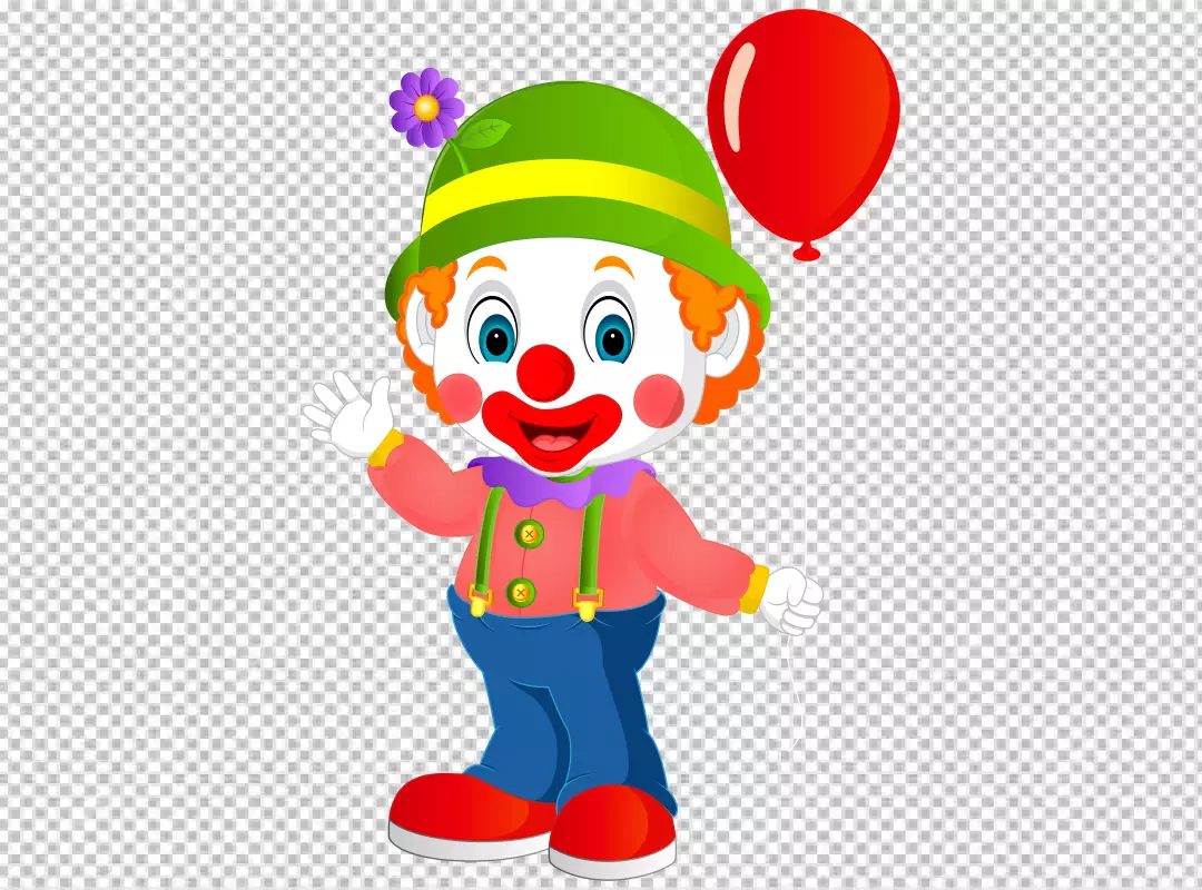 Free Premium PNG Colorful Clown Cartoon Character transparent BG