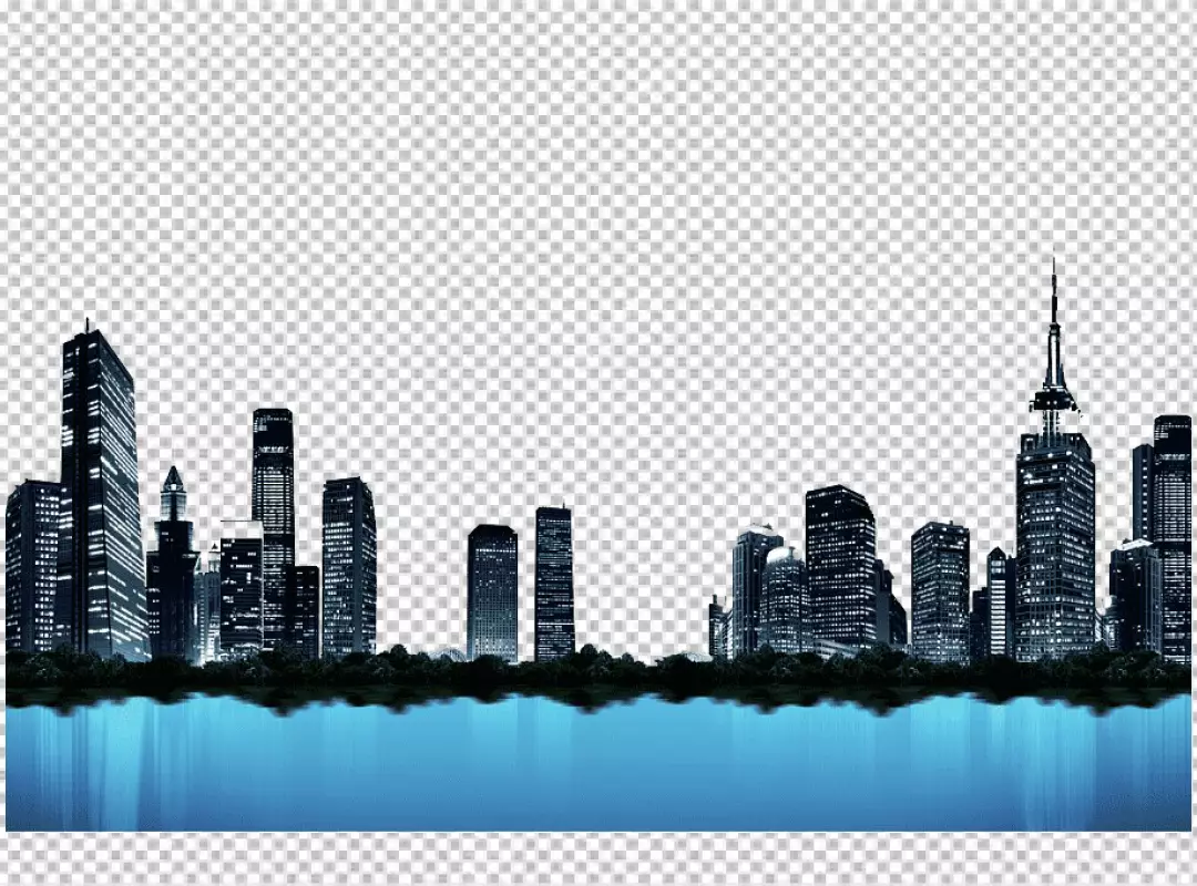 Free Premium PNG Building in city and river transparent background 