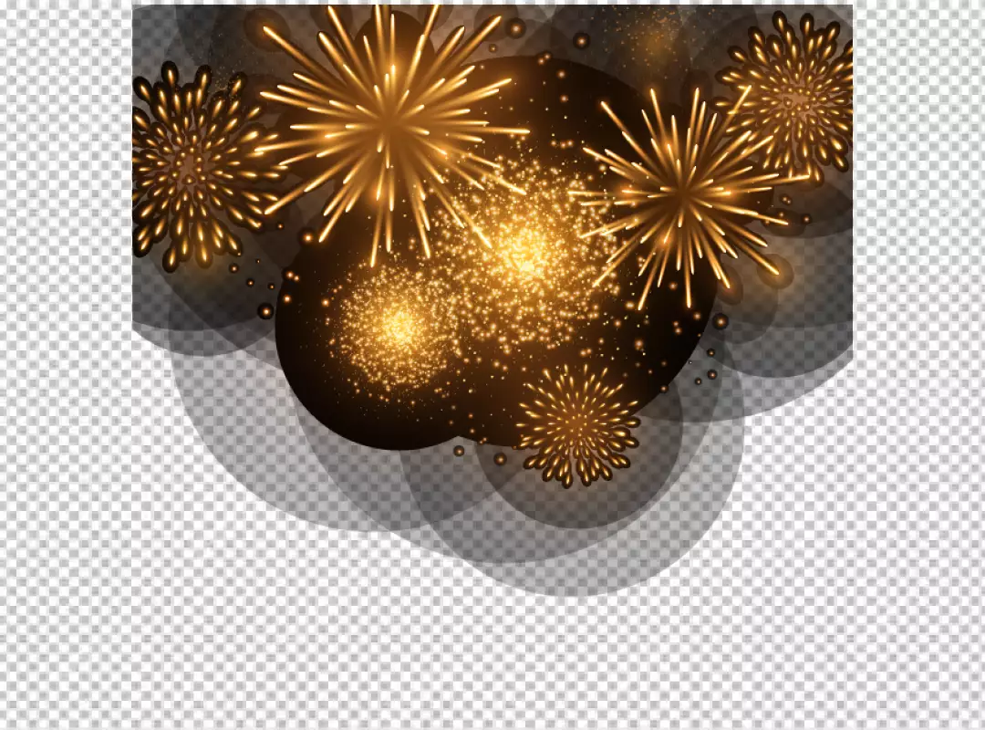 Free Premium PNG HAPPY NEW YEAR Celebration New Year's Eve  Golden fireworks pyrotechnics on dark night sky