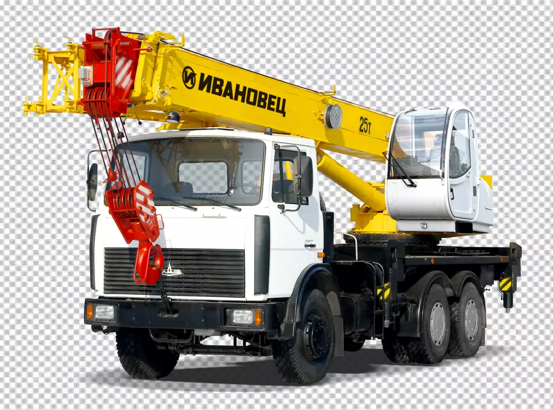 Free Premium PNG A large yellow crane that has the word quot excavator quot on it