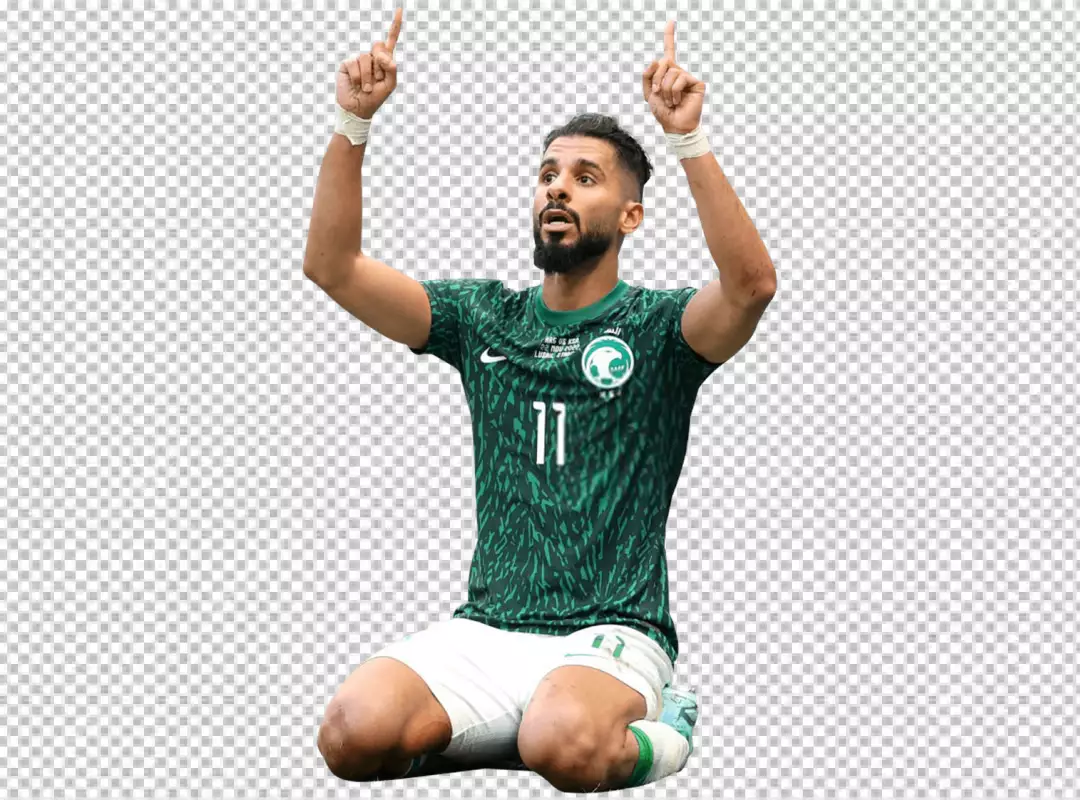 Free Premium PNG Saleh Alshehri Saudi Arabian football player sowing har hand