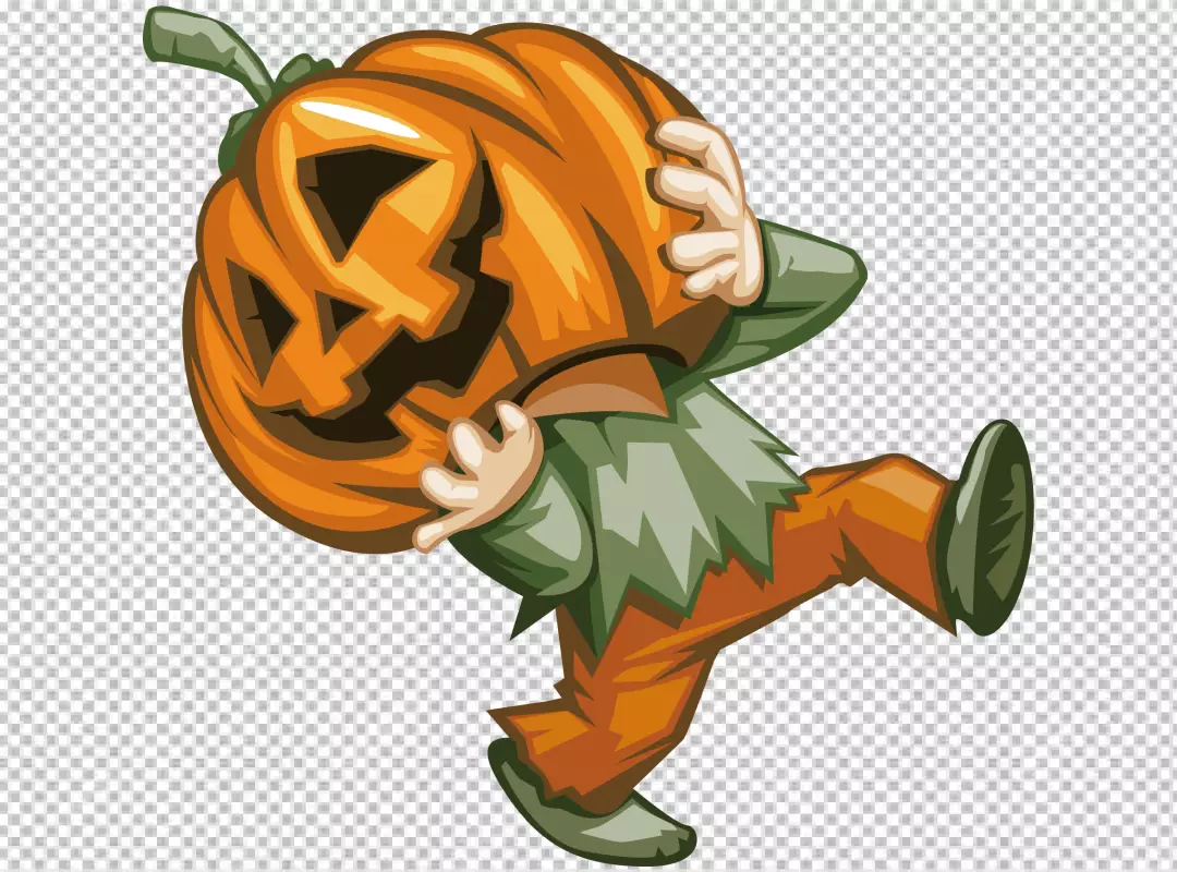 Free Premium PNG A cartoon of a pumpkin with a face on it that says halloween