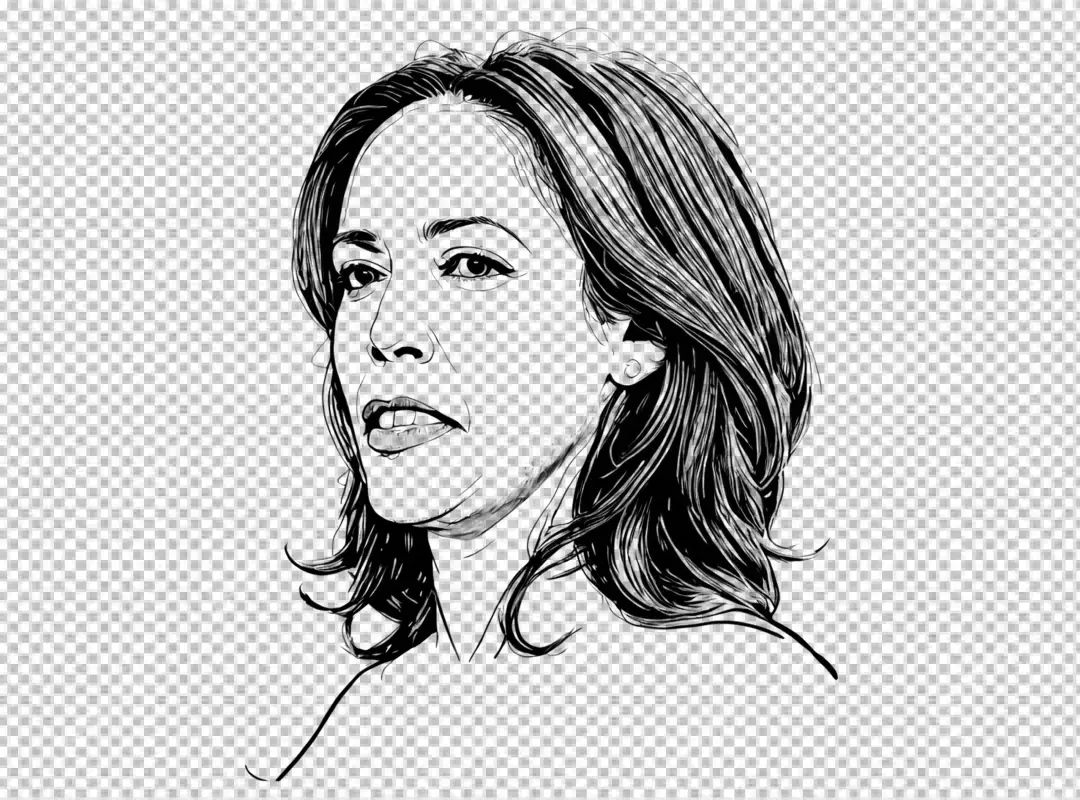 Free Premium PNG Kamala Harris Line Art without transparent background