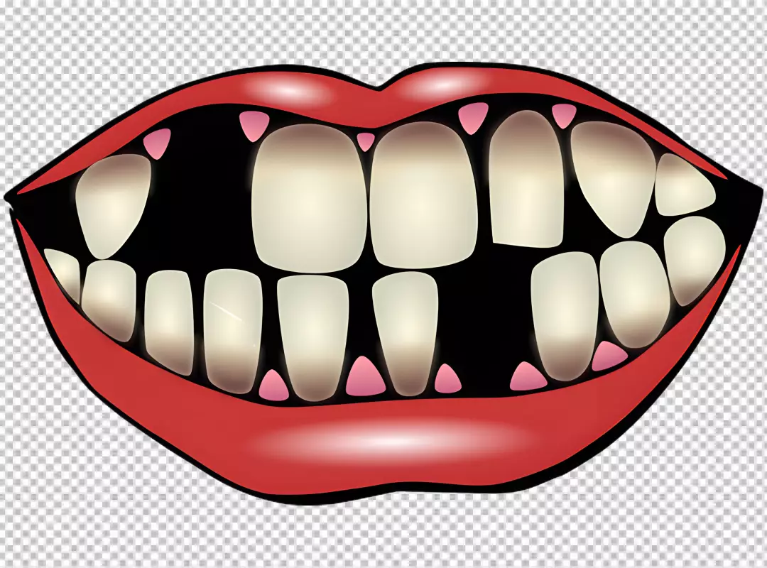 Free Premium PNG a cartoon of a mouth with crooked teeth