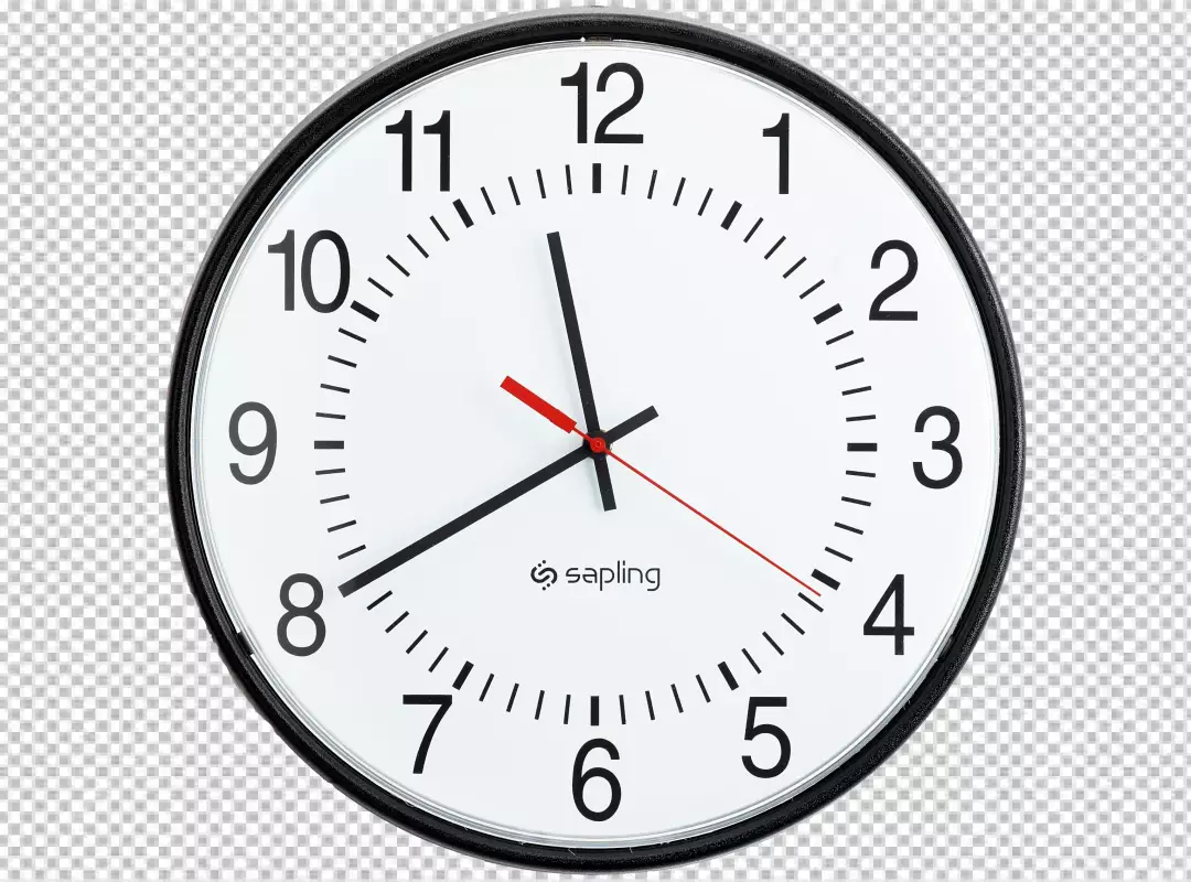 Free Premium PNG Round wall clock with a white face black hour and minute hands