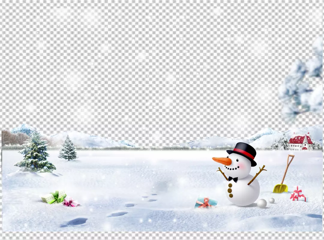 Free Premium PNG Christmas card design with snowman and Christmas balls