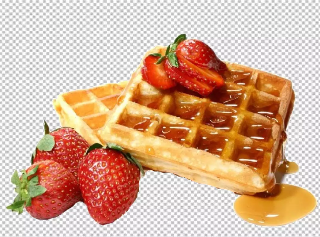 Free Premium PNG Strawberry Delight Waffles