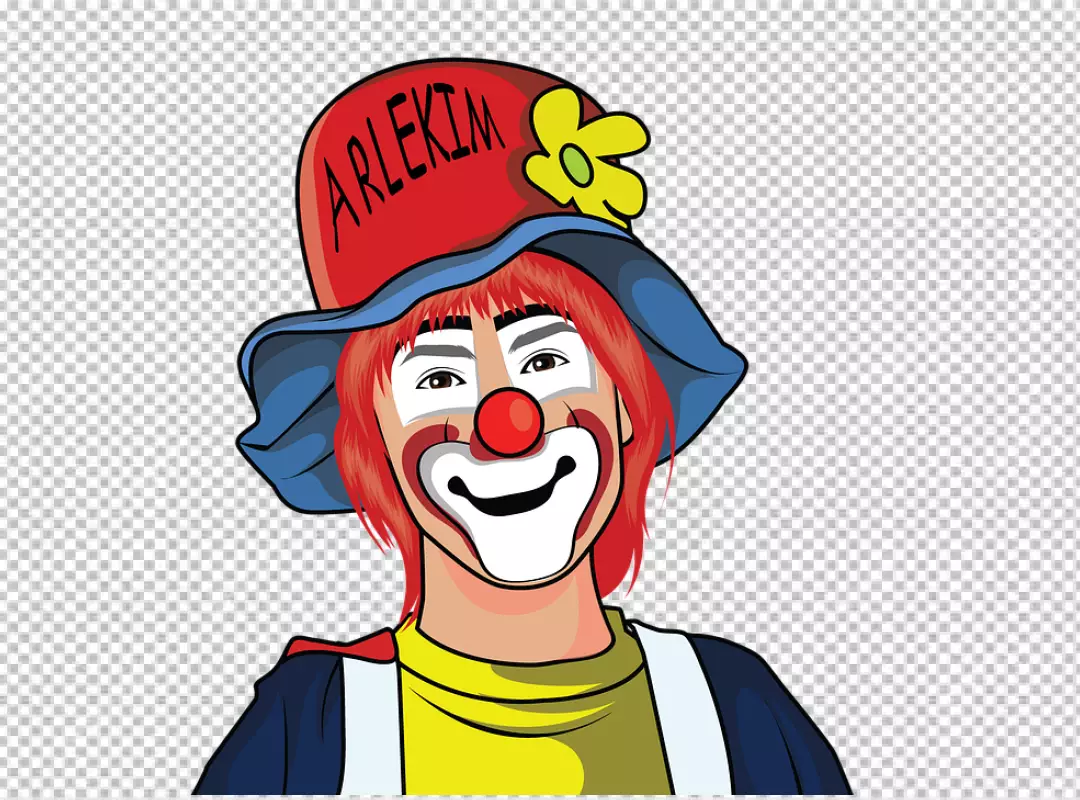 Free Premium PNG Colorful Clown in Red Costume