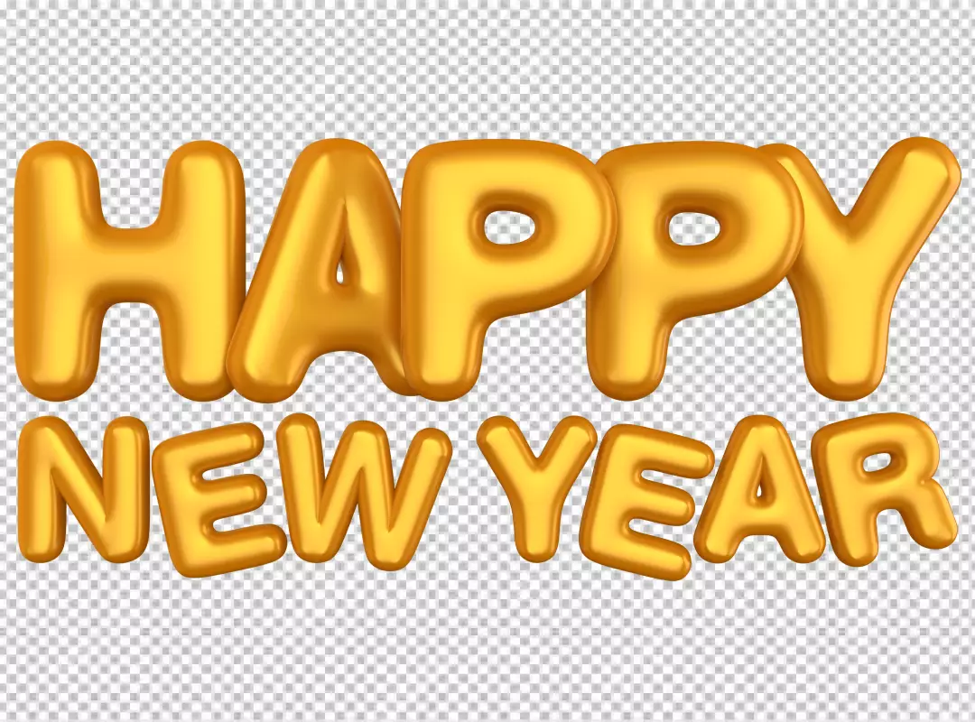 Free Premium PNG HD Yellow Gold Happy New Year Balloons Effect