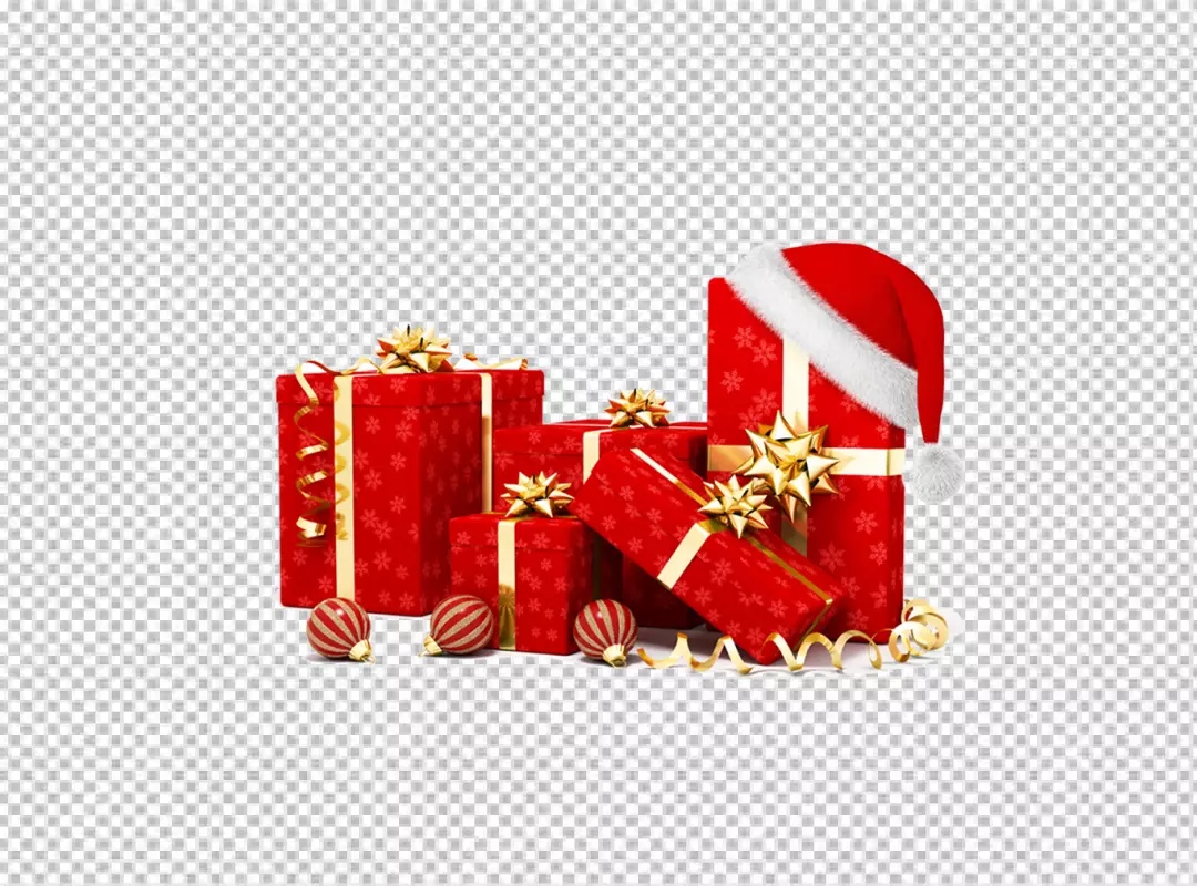 Free Premium PNG Festive Red Gift Box Decorations for Christmas and New Year Celebrations png