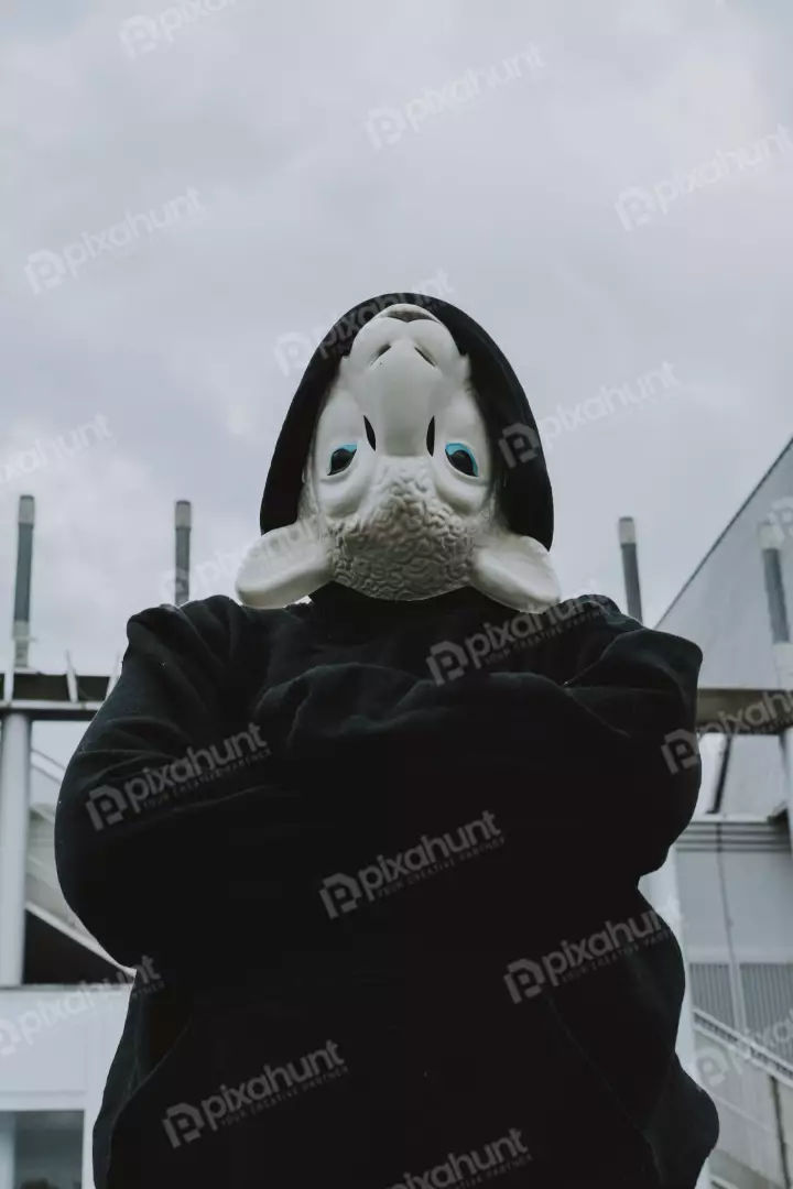 Free Premium Stock Photos mask and the black hoodie create a sense of mystery and anonymity