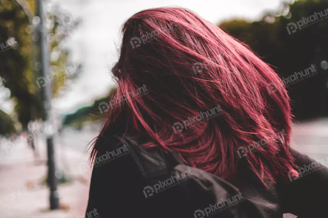 Free Premium Stock Photos She is wearing a black leather jacket, and she has a backpack on her shoulder