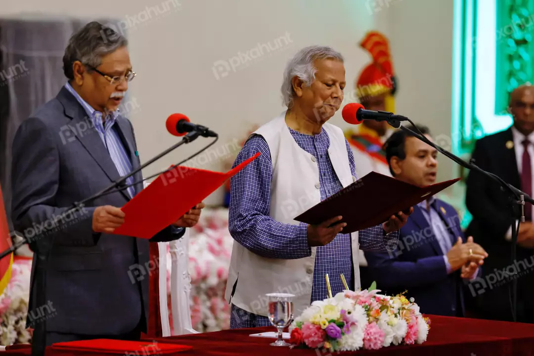 Free Premium Stock Photos Bangladeshi President Mohammed Shahabuddin administers oath-taking ceremony of Nobel laureate Muhammad Yunus as the country’s head of the interim government in Bangladesh at the Bangabhaban, in Dhaka