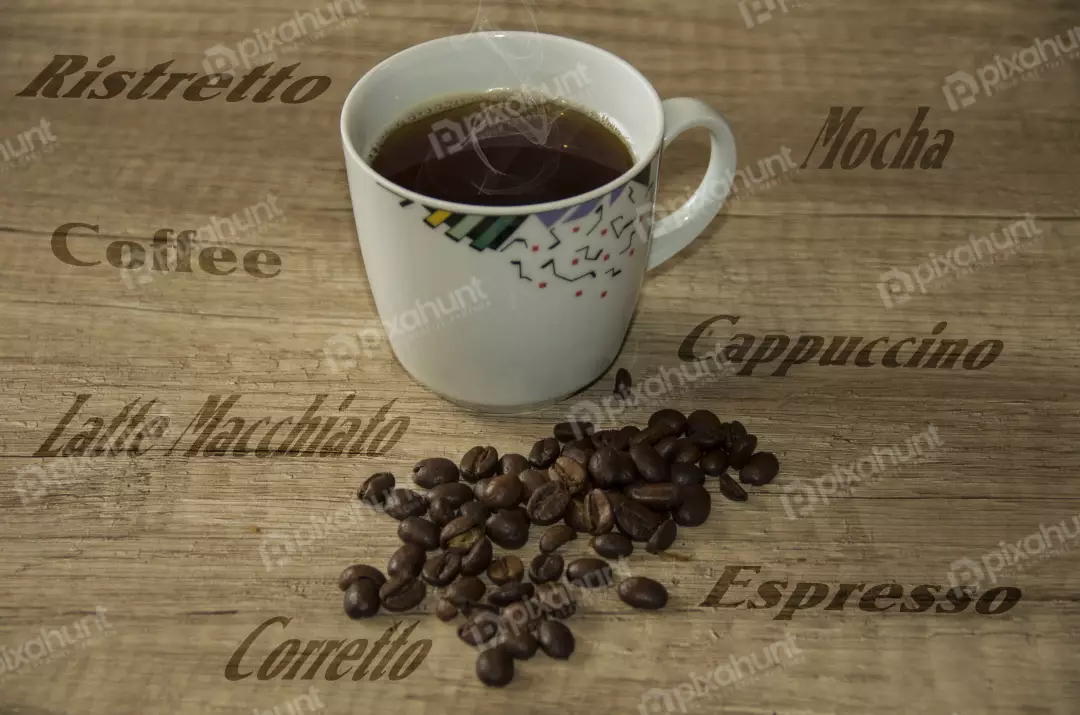 Free Premium Stock Photos Cup of coffee on a wooden table