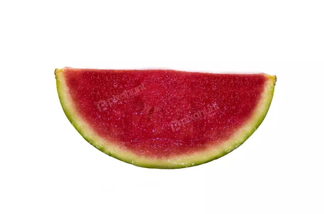 Free Premium Stock Photos A watermelon slice is cut in a crescent shape and has a red interior with black seeds