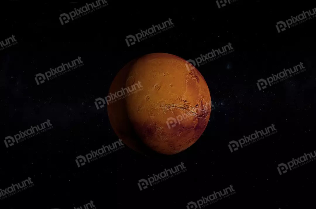 Free Premium Stock Photos planet Mars with sand storm and clouds, isolated on black background