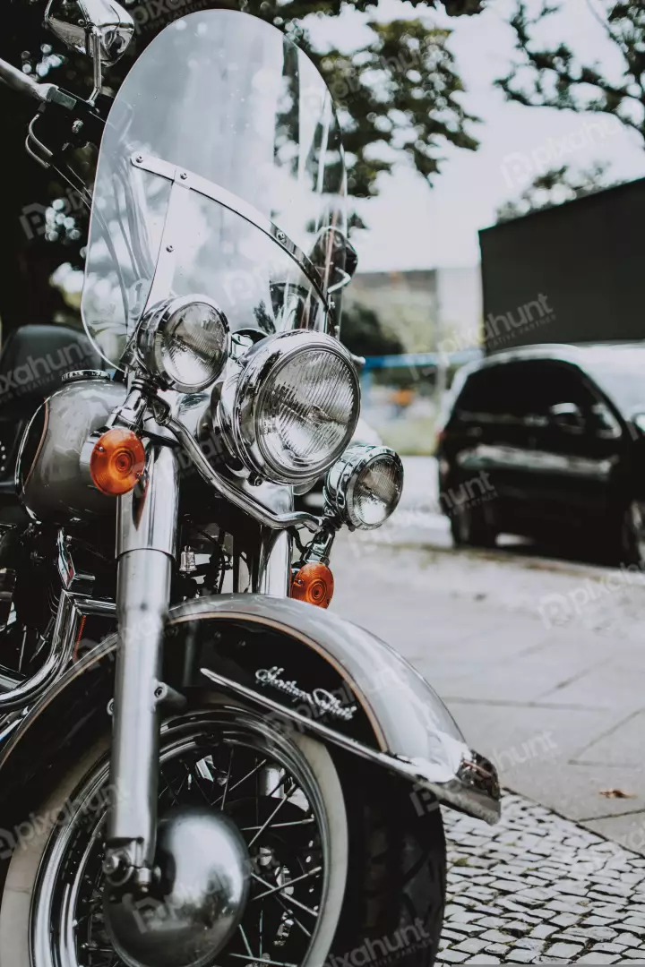 Free Premium Stock Photos a close-up of the front end of a Harley-Davidson motorcycle