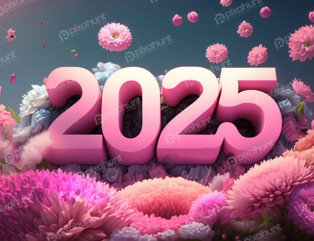 Free Premium Stock Photos Pink Roses Background Clipart For Happy New Year 2025 ai generate