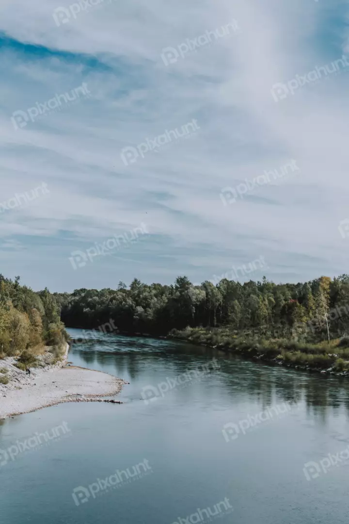 Free Premium Stock Photos river is in the center of the photo, with trees and foliage on both sides