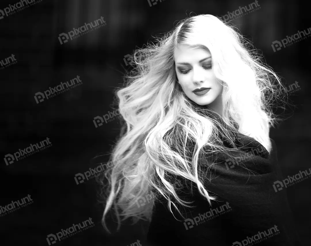 Free Premium Stock Photos A black and white portrait of a beautiful young woman