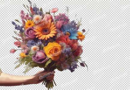 Bouquet of Mixed Colourful Flowers | female hand holding a beautiful colorful flower bouquet