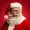 Santa claus smiling isolated photo on red dark background