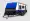 Isolated Realistic Shiny blue Travel Camper Van Car from Left Front View