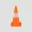 orange and white traffic cone on transparent background