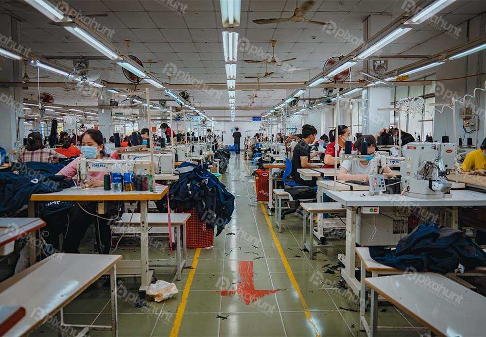 Free Download Premium Stock Photos | Textile cloth factory working process tailoring workers equipment this is a sewing machine factory | original clothes and textiles in textile dyeing factory