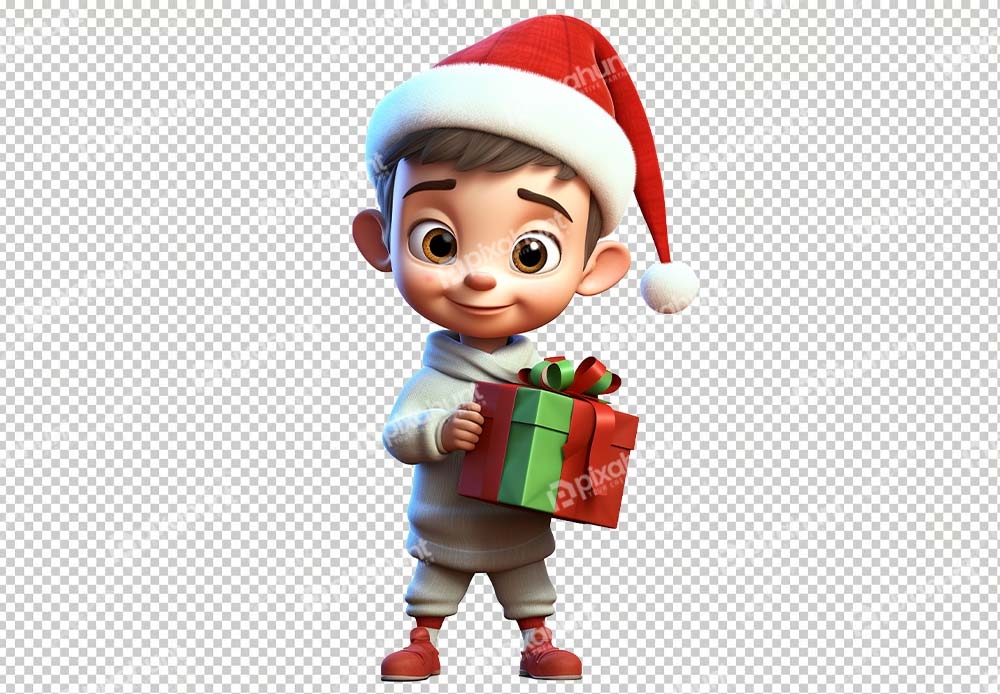 Free Download Premium PNG | Young boy during Christmas celebrations | Young girl received Christmas gift