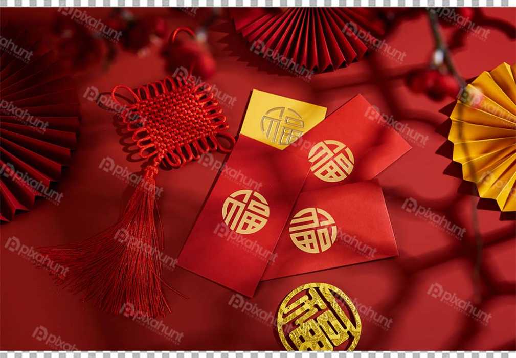 Free Download Premium Stock Photos | Chinese New Year Chinese Knot And Bronzing Red Packets HD