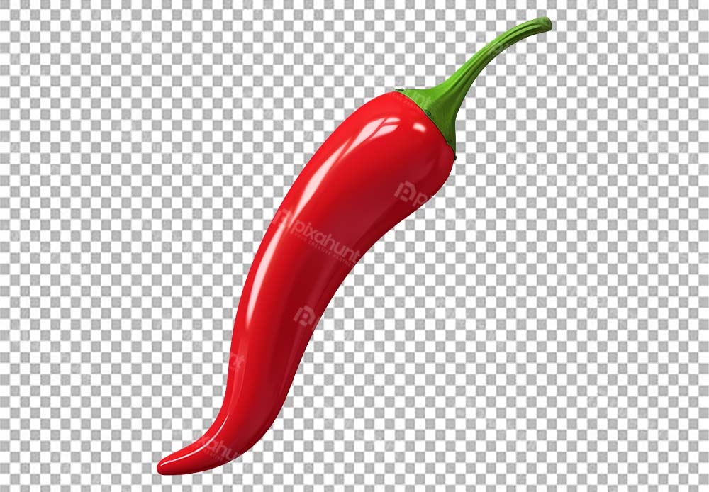 Free Download Premium PNG | Single chili | Red chili pepper with green stem