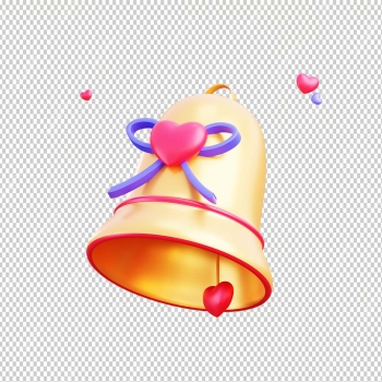 Bell of love 3D Illustration | 3d rendering of wedding icon