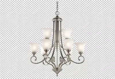 There is a chandelier with five lights hanging from it PNG