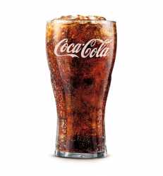 Glass filled with coca cola and ice