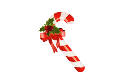 Vector christmas candy cane with red bow isolated on transparent  background