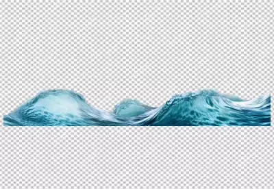 Ocean water surface waves isolated on transparent