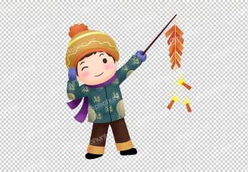 A cute boy hold Firecracker | Firecracker Boy Cartoon Comic New Year