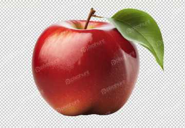 Isolated fresh red apple Apple with leaves
