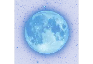 A blue moon with the moon in PNG