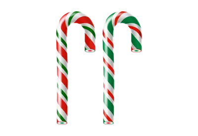3d render of candy cane with christmas concept transparent background
