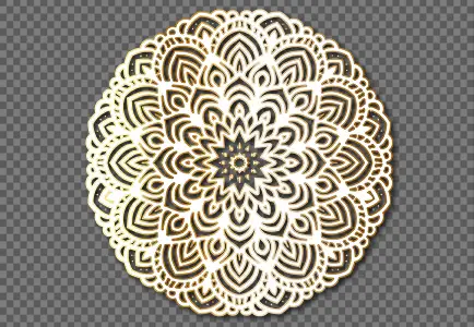Free Gold and White Mandala Ornament  PNG