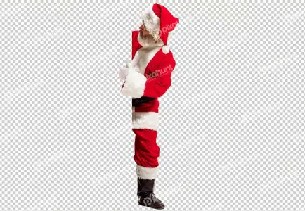 Santa claus surprise Paypal | Happy surprised santa claus pointing on blank