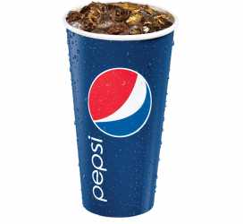 Pepsi with ice in a paper cup